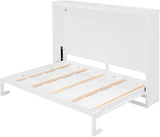 MERITLINE Queen Horizontal Murphy Bed,Wood Space-Saving Folding Farmhouse Murphy Bed Cabinet for Adults,No Box Spring Needed (Queen,White) MERITLINE