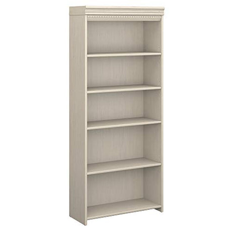 Bush Business Furniture Fairview 5-Shelf Adjustable Bookcase in Antique White Bush Business Furniture