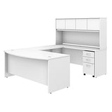 Studio C 72W x 36D U Shaped Desk with Hutch and Mobile File Cabinet in White Bush Furniture