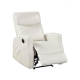 Lexicon Manual Recliner Chair, Wall Hugger Reclining Chair, Faux Leather Nursery Recliner, Tab Pull Reclining, Magazine Pocket, for Living Room/Theater Seating/Apartment, Easy Assembly, Beige