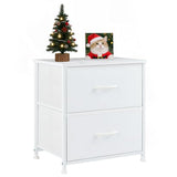 Accver Nightstand, 2 Drawer Dresser Bedside Storage Furniture, Small Dresser with 2 Drawers, End Table with Fabric for Bedroom, Closet, Entryway, College Dorm, White Accver