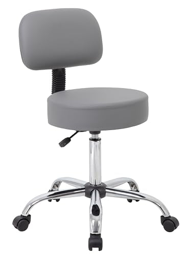 Boss Office Products Be Well Medical Spa Professional Adjustable Drafting Stool with Back, Grey (B245-GY) Boss Office Products