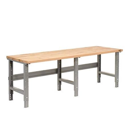 Global Industrial Adjustable Height Workbench C-Channel Leg, 96" W x 36" D, 1-3/4" Birch Top with Square Edge, 2000 Lbs. Capacity, Gray Frame, Industrial Workbench Global Industrial