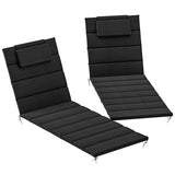 Outsunny Outdoor Lounge Chair Cushion Set of 2, 80" x 26" UPF50+ 230gsm Olefin and 25D High-Density Foam, Foldable Patio Chaise Lounge Cushion Set, Fade Resistant for Lawn Pool, Black