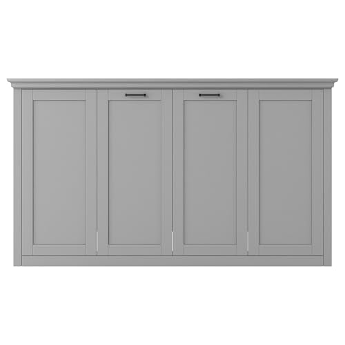 YOPTO Horizontal Murphy Bed Cabinet Twin Size,Folding Wall Bed with Wood Slat Support,Can be Folded into Cabinet,Space-Saving,Easy Assembly,Metal Bed Frame for Bedroom,Guest Room,Office,Gray YOPTO