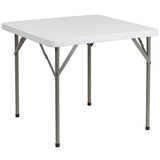 BOWERY HILL Square Granite Folding Table in White BOWERY HILL