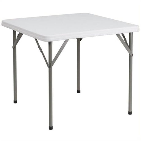 BOWERY HILL Square Granite Folding Table in White BOWERY HILL