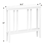 ELYKEN Bamboo Console Tables for Entryway, 36.2" Long 2 Tier Hallway Table Behind Couch, 7” Narrow Sofa Table for Entrance, Entry, Living Room, White ELYKEN