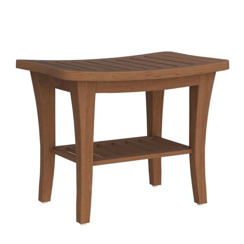 Redmon Premium Grade Teak Spa or Vanity Seat Bench, Large, Natural Redmon