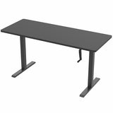 VIVO Manual Height Adjustable 60 x 24 inch Stand Up Desk, Black Solid One-Piece Table Top, Black Frame, Standing Workstation with Foldable Handle, DESK-KIT-MB6B VIVO
