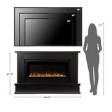 Modern Ember Patton Black Mantel Package 64" W x 42" H with 42 Inch Electric Fireplace - 5 Flame Colors, 10 Ember Bed Colors, Log Kit & Crystal Embers | Alexa/WiFi Enabled Modern Ember