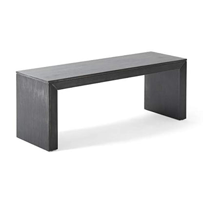 GDFStudio Farmhouse Acacia Wood Dining Bench, Black - WoodArtSupply