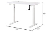 UNICOO Crank Adjustable Height Standing Desk, Adjustable Sit to Stand-up Home Office Desk, Computer Table, Portable Writing Desk (White Top/White Frame - NTCSET-01-WW) UNICOO