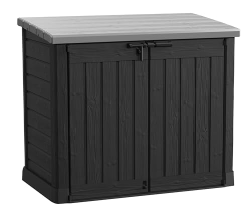 Keter Store-It-Out Prime XL 4.75 x 2.6 Foot Resin Outdoor Storage Shed with Double Doors and Easy Lift Hinges, Perfect for Trash Cans, Garden and Yard Tools, and Pool Toys, Black - WoodArtSupply