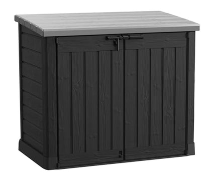 Keter Store-It-Out Prime XL 4.75 x 2.6 Foot Resin Outdoor Storage Shed with Double Doors and Easy Lift Hinges, Perfect for Trash Cans, Garden and Yard Tools, and Pool Toys, Black - WoodArtSupply