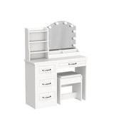 Vabches Makeup Vanity Desk with Lights and 4 Drawers, White Vanity Set Makeup Table Lots Storage, 3 Lighting Colors, Large Size 39.4in(L) Vabches