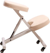 MASTER HEALTH PRODUCT Massage Ergonomic Kneeling Chair, Adjustable Height Posture Stool for Home and Office - Neck and Back Pain Relieving | Spine Tension Relief- Thick Comfortable Cushions (Cream) MASTER HEALTH PRODUCT