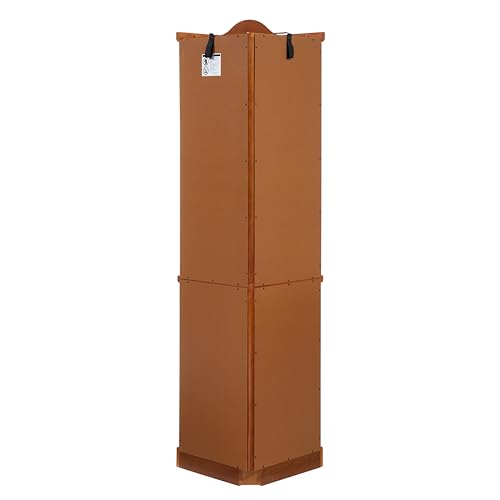 Ball & Cast 72" H Lighted Corner Curio Cabinet with Curved Top Carving,Glass Display Cabinet with 6 Tempered Adjustable Glass Shelves and Doors,Light Bulb Included, Rack for Liquor Storage,Oak Ball & Cast