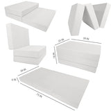 D&D Futon Furniture White Twin Size Shikibuton Trifold Foam Beds 6x39x75, High Density Foam 1.8, Floor Foam Folding Mats D&D Futon Furniture