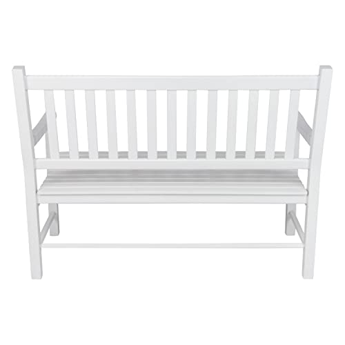 Shine Company Eden Outdoor Wood Garden Bench for Front Porch, Entryway, 24.5" D x 48" W x 38.75" H, White Shine Company