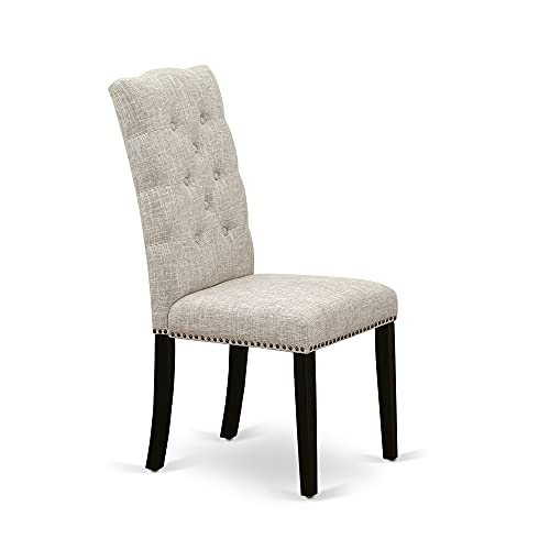 East West Furniture X677EL635-9 9-Piece Dining Set - Dinner Table Rectangular Top - 8 Beautiful Dining Chairs Padded Seat and Back (Distressed Espresso & Wire Brushed Black Finish) East West Furniture