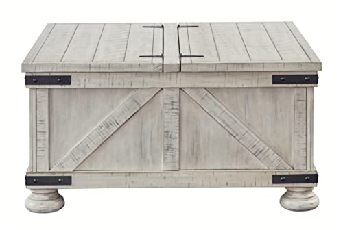 Signature Design by Ashley Carynhurst Casual Cocktail Table with Storage, Whitewash