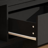 Timechee Black TV Stands for Living Room, Extendable Under TV Table Stand Cabinet with Drawers, Entertainment Center with Storage, Modern Entertainment Media Console Center for Living Room, Bedroom Timechee