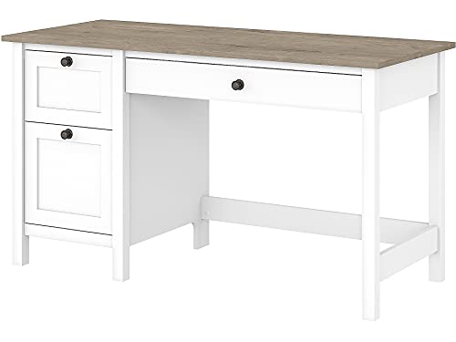 Bush Furniture Mayfield Computer Desk with Drawers| Table and Storage for Home Office Workspace, 54W, Shiplap Gray/Pure White Bush Business Furniture