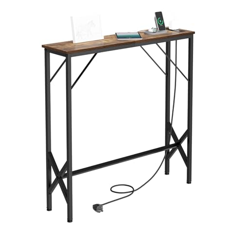 NEFROM 31.5‘’ Console Table, Skinny Entryway Table with Fast-Charging Station, Narrow Long Sofa Table, Behind Slim Couch Table for Entrance, Hallway, Living Room Decor ST-BR80-1 NEFROM