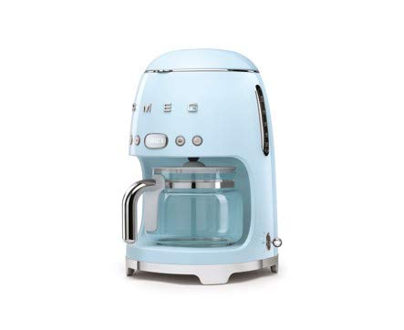 Smeg 50's Retro Style Aesthetic Drip Coffee Machine with 10 Cup Glass Carafe, Auto Start Feature, Keep Warm Plate, and Two Coffee Strength Settings (Pastel Blue) Smeg