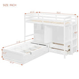 Ball & Cast Twin Size Bunk Bed with Hydraulic Bed & Storage Area,Wood Loft Beds w/Drawers and Wardrobe,Shelves,Space-Saving Bedframe w/Ladder,Full-Length Guardrail,for Apartment,Bedroom,White Ball & Cast