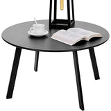 Meluvici Patio Coffee Table, Metal Steel Outdoor Round Table Weather Resistant Anti-Rust Outdoor Table(Black) Meluvici