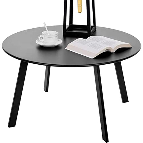 Meluvici Patio Coffee Table, Metal Steel Outdoor Round Table Weather Resistant Anti-Rust Outdoor Table(Black) Meluvici