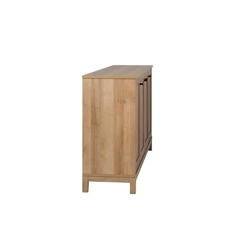Prepac Yaletown 4 Panel Door Console Table with Storage, Oak Storage Cabinet with Doors and Shelves, Sideboard Storage Cabinet 60" W x 32" H x 16" D, OCBG-2220-1 Prepac