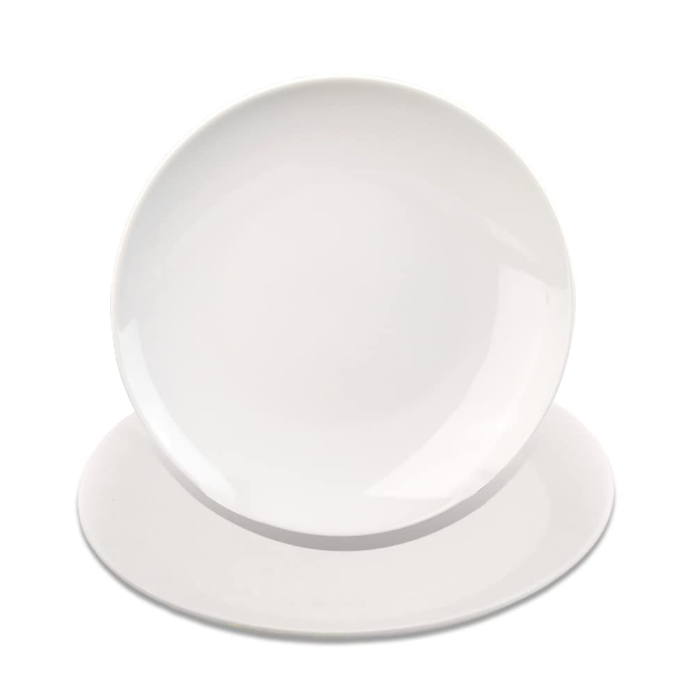 MR.R Set of 2 Sublimation Blanks White Ceramic Moon Plate with Stand,Porcelain Plates, 8 inch Round Dessert or Salad Plate, Lead-Free, Safe in Microwave, Oven, and Freezer