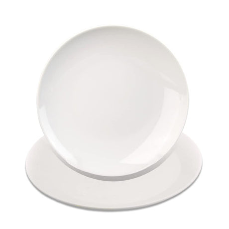 MR.R Set of 2 Sublimation Blanks White Ceramic Moon Plate with Stand,Porcelain Plates, 8 inch Round Dessert or Salad Plate, Lead-Free, Safe in Microwave, Oven, and Freezer MR.R