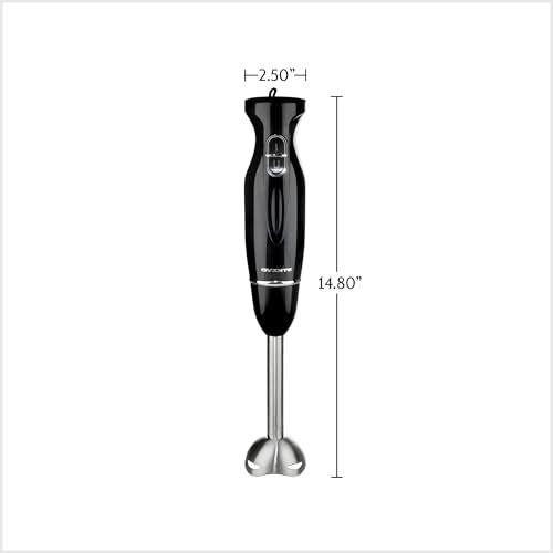 OVENTE Electric Immersion Hand Blender 300 Watt 2 Mixing Speed with Stainless Steel Blades, Powerful Portable Easy Control Grip Stick Mixer Perfect for Smoothies, Puree Baby Food & Soup, Black HS560B OVENTE