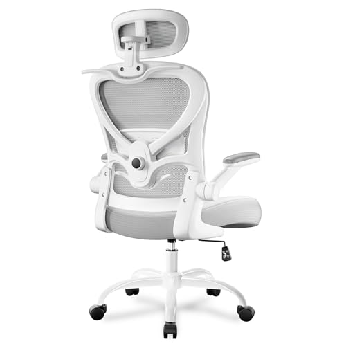 Freepub Ergonomic Office Chair with Headrest 3D, Mesh Office Desk Chair with Adjustable Lumbar Support, Computer Chair with Flip up Armrests, 350LBS Capacity - Design for Home/Offices - Grey Freepub