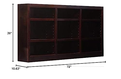 BOWERY HILL Traditional 36" Tall 9-Shelf Triple Wide Wood Bookcase in Cherry BOWERY HILL