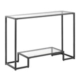 VEVOR Glass Console Table, 42 Inch Entryway Table, Modern Rectangle Sofa Table with Tempered Glass Top and Iron Legs, 2-Tier Consloe Desk for Living Room, Hallway, Entryway VEVOR