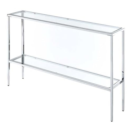 Convenience Concepts Nadia Chrome Console Table 47.25" - Contemporary Modern Sofa Table with Storage Shelf, Narrow Minimalist Entryway Hall Table for Living Room, Bedroom, Bathroom, Glass/Chrome Convenience Concepts