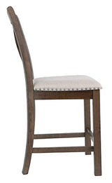 Signature Design by Ashley Moriville Rustic Farmhouse 24.5" Upholstered Barstool, 2 Count, Beige & Brown Signature Design by Ashley