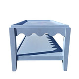 Carolina Chair & Table Scallop Coffee Table, Rectangular Mango Wood Side Table, Decorative Edge and Lower Shelf (Light Blue) Carolina Chair & Table