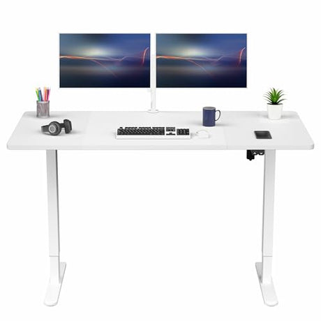 VIVO Electric 60 x 30 inch Stand Up Desk, Height Adjustable, White Top White Frame, Home and Office Furniture Sets, DESK-KIT-0W6W VIVO