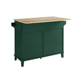Pemberly Row Traditional Wood Drop Leaf Kitchen Island in Emerald/Natural Pemberly Row