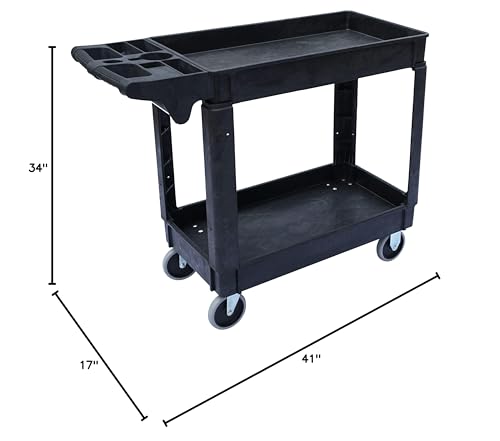 Southwire 65240340 Small 2 Shelf Utility/Service Cart; Lipped Shelves; 500 Lbs Capacity for Warehouse/Garage/Cleaning/Manufacturing Southwire