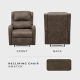 Lexicon Manual Recliner Chair, Reclining Sofa Chair, Home Theater Seating, Wall Hugger, Manual Recliner for Living Room/Office/Apartment, Easy Assembly, Brown Polished Microfiber