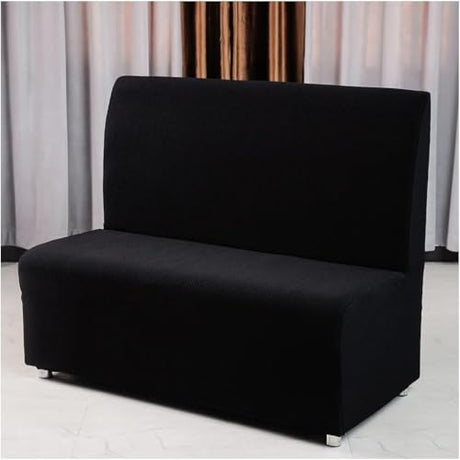 Armless Sofa Card Seat Cover 110-130cm Futon Cover Stretch Protector Slipcovers 2-Seater Settee Loveseat Couch Bed Covers with Elastic Bottom Suitable for Hotels, Bars(#1,Single-Sided seat) Generic