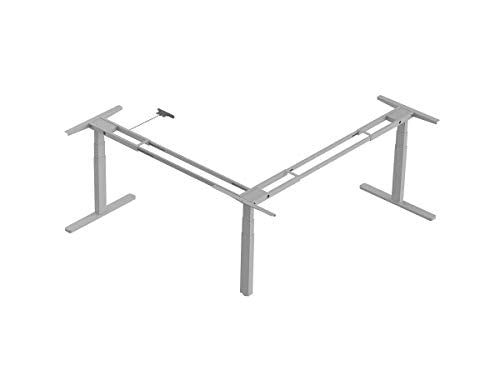 Monoprice Triple-Motor Sit-Stand Corner Desk Frame - Height-Adjustable, L-Shaped, Gray - Workstream Collection Monoprice