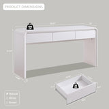 Aitjunz 63'' Console Table with 3 Drawers, Modern Entryway Table with Curved Profile Design, Narrow Long Wood Sofa Table Behind Couch Table for Living Room, Hallway, Foyer, White Aitjunz